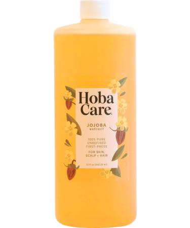 HobaCare Jojoba Oil - 100% Pure Jojoba Oil  Unrefined Cold Pressed for Skin  Scalp & Nails - Moisturizing Body Oil for Dry Skin  Natural Hair & Beard Oil for Men  Women & Kids (32 fl oz / 946 ml) 32 Fl Oz (Pack of 1)