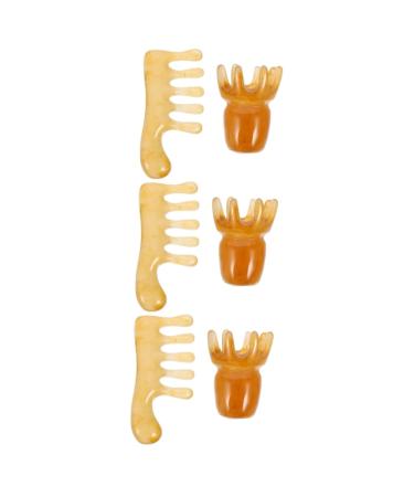 Minkissy massage comb for deep fabric massage comb for hair trigger point comb stone gua-sha comb for scalp care spurtle spatula guasha tool wide comb face beeswax 6 pieces