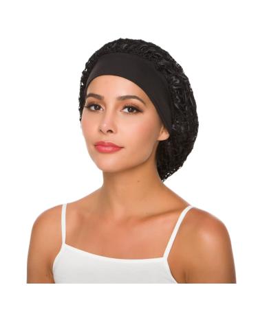 Crochet Hair Net Snood Hat Satin Sleep Cap for Women - Black - Buy Online on GoSupps.com
