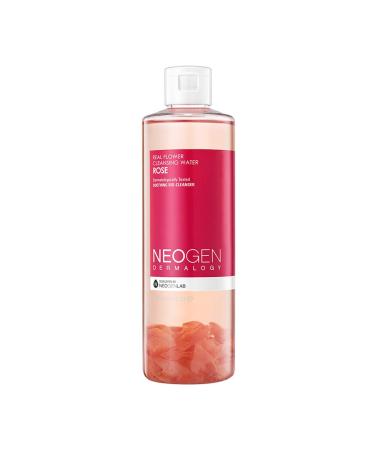 DERMALOGY by NEOGENLAB Real Flower Cleansing Water Rose 9.9 Fl Oz (300ml) - Hydrating Makeup Remover with Real Rose Petals & Hibiscus & Aloe Vera - Korean Skin Care