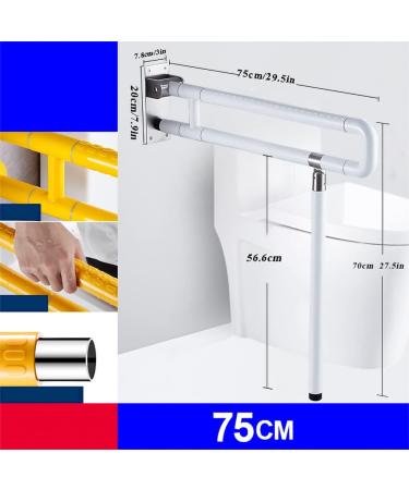 Folding Handrails Toilet Armrest Safety Support Bar for Disabled Elderly Pregnant Children Bathroom Aid Assist Rail Drop Down Grab Grips White Non Slip Stainless Steel Guard Frame - Buy Online on GoSupps.com
