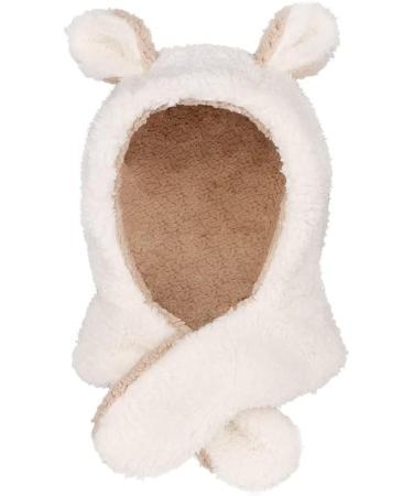 Kids 2 in 1 Winter Hoodie Scarf Set | Toddler Thermal Balaclava Hat | Fleece Lined Hat Scarves for Boys Girls 6 Months-4 Years - Beige - Buy Online on GoSupps.com