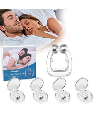 Anti Snoring Devices 4 PCS Stop Snoring Device Silicone Magnetic Anti Snore Nose Clip Stop Snoring Solution Professional Relieve Snore Comfortable Sleeping Aid for Men and Women(4 Packs)