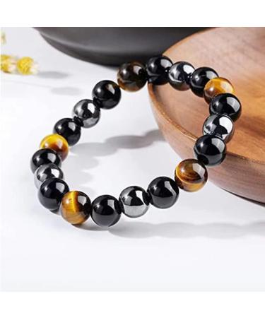 Natural Tiger Eye Obsidian Hematite Bracelet Pure Handmade Elastic Bracelet for Men and Women Relieves Fatigue Brings Health and Good Luck. (6mm/8mm/10mm) - Buy Online on GoSupps.com