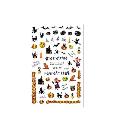 Decoration Waterproof Beauty Makeup Pumpkin Lantern Skeleton Spider Manicure Tool Fingernail Decor Halloween Nail Stickers(3107)