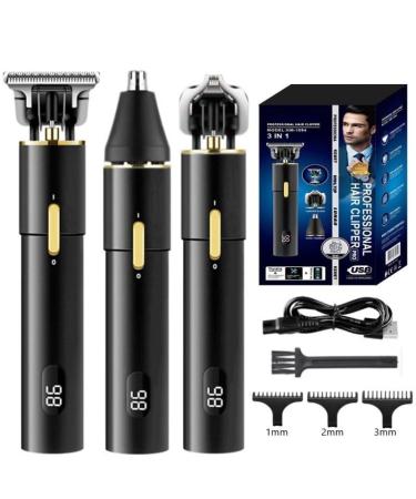 Hair Clippers 3 in 1 - Professional Rechargeable Metal Housing Trimmer for Grooming Beard Eyebrow Nose and Ear | International Shipping Available - Buy Online on GoSupps.com
