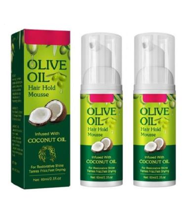 2X Mousse Capillaire Hydratante Naturelle L'huile D'Olive Bio 120ml | Fixation Longue Dur e Anti Frisottis | Pour Boucles Tresses & Perruques | Soin Naturel Cheveux Boucl s Cr pus & Liss s