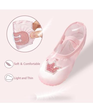 TRIPLE DEER Girls Ballet Shoes - Satin Dance Slippers for Toddler/Little/Big Kid | Pink Crown Design - Buy Online on GoSupps.com