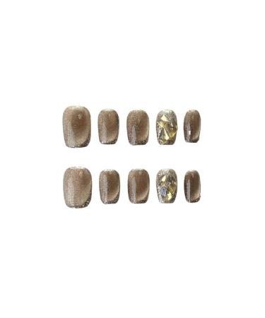 10Pcs Cat Eye Handmade Press On Nails with Gradient Design False Nails Full Cover Ballerina Wearable Artificial Nail Tips (Color : 10 Size : S)