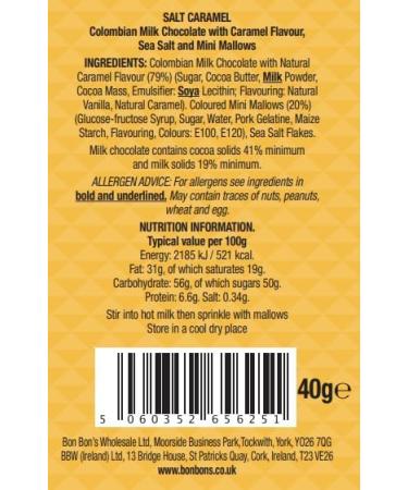 Bon Bon's Gourmet Salt Caramel Hot Chocolate Spoon 40g | Indulgent Treat - Buy Online on GoSupps.com