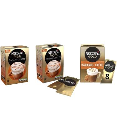 Nescafe Gold Instant Coffee Sachets Contains 48 Caramel Latte Sachets Bundled With 48 x Temas Store Coffee Stirrers & 1 x Reusable Coffee Cup| Coffee Gift Set | Coffee Sachets Individually Wrapped - Buy Online on GoSupps.com