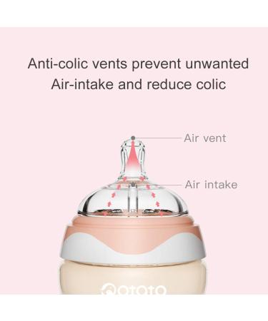 PPSU Anti Colic Newborn Baby Bottles - Wide Neck Breast-Like Nipple, Slow Flow - 2 Pack Pink (2.5 oz) - Ideal for Breastfeeding Toddlers - Buy Online on GoSupps.com