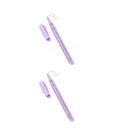 Unizhouxi Nail Painting Pen Labor-saving Grip Comfortable Nail Art Pen Drawing Painting Liner Brush for Female Purple 2Pcs
