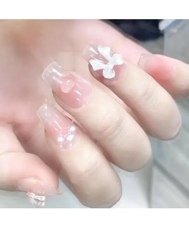 Cute Pink Sweet Princess Removable Handmade Wear Nail Art Vitality Girl Short Fake Nails Blush Bow Nail Patch (Color : XS) - Buy Online on GoSupps.com