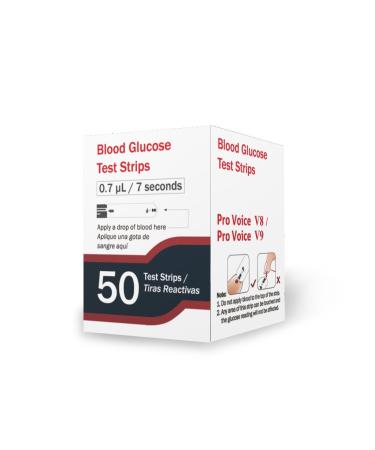 FORA Pro Voice V8 V9 Blood Glucose Test Strips for Precise Blood Sugar Measurement for Diabetes and Your Diabetic Diet - 50 Count