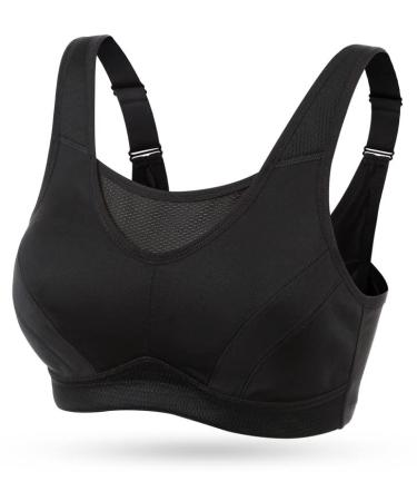 Wingslove High Impact Sports Bras for Women Plus Size Non Padded Wirefree Workout Bra Bounce Control Black 38DDD