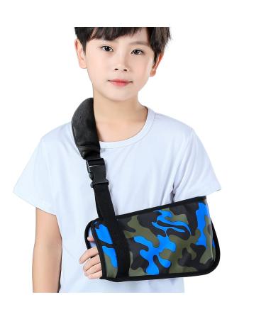 Ledhlth Camo Kids Arm Shoulder Sling Blue for Children Padiatric Toddler Sling Brace Immobilizer Support for Shoulder Elbow Wrist Injury Boys Girls, Kids L