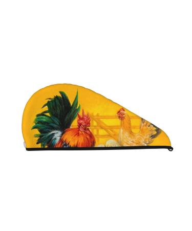 The Chicken Family Rooster Hen and Chicks Microfiber Hair Towel Soft Super Absorbent Hair Towel Wrap for Women Coral Velvet Quick Dry Hair Cap for Long Curly and Thick Hair