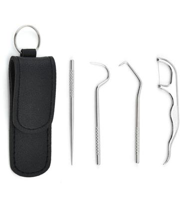 PLGEBR 1 Set Toothpick Set Metal Steel Cleaning Dental Floss Portable Toothpick with Dental Floss Storage Dental Floss Cleaner