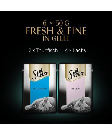 Sheba Fresh & Fine in Jelly - Premium Tuna & Salmon Wet Cat Food (36 x 50g) - International Shipping Available - Buy Online on GoSupps.com