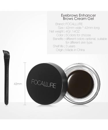 FOCALLURE Waterproof Eyebrow Cream Gel in Ash Brown | Long Lasting High-Pigment Formula with Brush | Define & Enhance Natural Brows - Buy Online on GoSupps.com