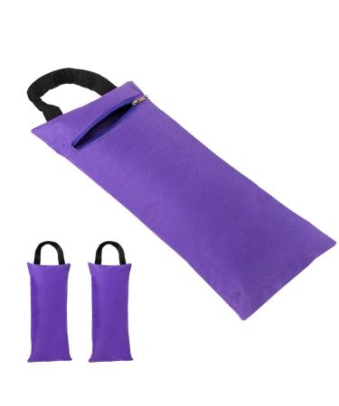 TOPTIE 2 Pack Yoga Sandbag Weighted Bag for Fitness Yoga Bolster Unfilled Sandbag 16 x 7 Inch Purple