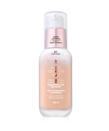 Deborah Milano Skin Booster MAT Foundation from serum SPF 15 No 1 Light Rose energizing and brightening with vitamin C natural effect evens the complexion 30 ml