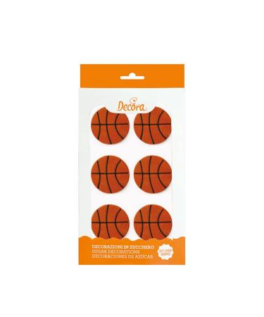Decora 0500401 PACK OF 6 BASKETBALLS SUGAR DECOR