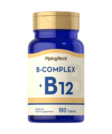 Piping Rock Vitamin B Complex | 180 Tablets | with B12 | Vegetarian Non-GMO Gluten Free Supplement