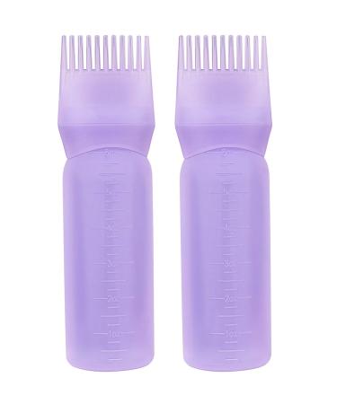 Yebeauty Root Comb Applicator Bottle, 2 Pack 6 Ounce Applicator Bottle for Hair Dye Bottle Applicator Brush with Graduated Scale- Purple 2 Pieces Purple