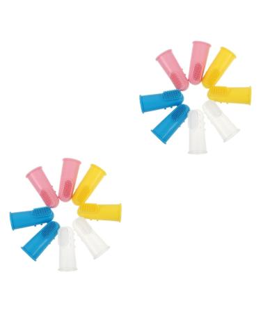 Minkissy 8 pieces baby silicone toddler toothbrush dog dental childcare toy toy baby toothbrush dog toothbrush baby children finger toothbrush pets newborn 1 piece (1 Pack) 2 x different colors