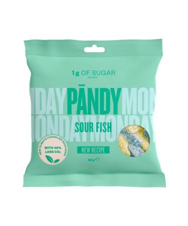 PANDY Candy SOUR FISH - Lemon & Blueberry Gummy Candies Bag Only 1g Sugar & 80 Calories 1x50g - Buy Online on GoSupps.com