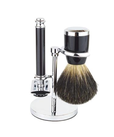 Crody simplicity men's razor brush safety-roof hair razor brush double-sided razor brush holder men's razor brush set 6.5x9cm silver