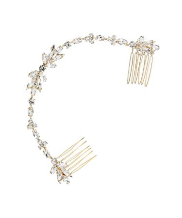 Ipetboom Bridal Wedding Comb Bridal Hair Vines Bridal Hair Accessories Wedding Accessories Rose Gold Hair Vine Bridal Hair Clip Rhinestone Vine for Hair Modeling Hair Piece Bride Zircon