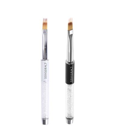 LWBTOSEE 2pcs Ombre Nail Brush for Nail Art Gradient Painting Rhinestone Handle Drawing UV Gel Pen Manicure Nail Art Brush Tool (Black&White) LWBTOSEE 2pcs(B+W)