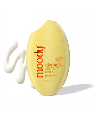 SPF 50 PA+++ Vitamin C Sunscreen with & Blue Light Protection for Glowing Skin| Long Lasting Hydration Lightweight | Non-Greasy Quick-Absorbing | Zero White Cast | For Women & Men | 50g