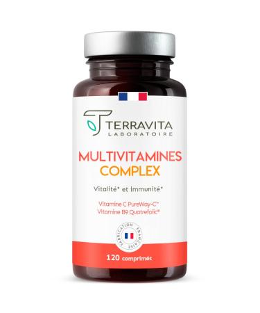 MULTIVITAMINS and Bio-Available Minerals | For Women and Men | With PureWay Patented Vitamin C + Zinc Bisglycinate + Vegetable D3 + Antioxidants | 120 Tablets | Made in France | Terravita