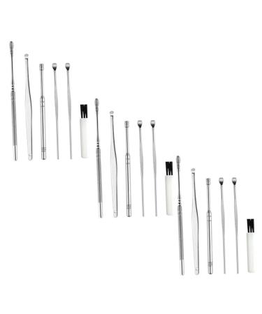 Healeved 3 Sets 6-Piece Ear Cleaning Set Cleaning Tool Blush Set Kid Earbuds Cleaning Set for Ear Wax Pick Kits Stainless Steel Silver Reliable Ear Removal Tools Ear Wax Spoon Kit
