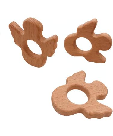 Wendysun 10pcs Cartoon Wood Teether - Natural Animal Wing Shape Baby Teething Toy - Buy Online on GoSupps.com