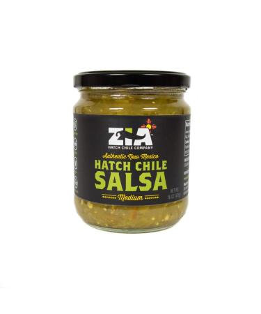 Authentic Roasted New Mexico Hatch Chile Salsa By Zia Green Chile Company - Delicious Flame-Roasted, Peeled & Diced Southwestern Certified Green Peppers - Vegan & Gluten-Free (MEDIUM HEAT LEVEL)