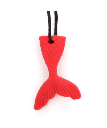 Buy Baby Teether - Silicone Fishtail Shape Teething Stick & Pendant Necklace (Red) | Soft & Safe Chew Toy for Infants - Buy Online on GoSupps.com