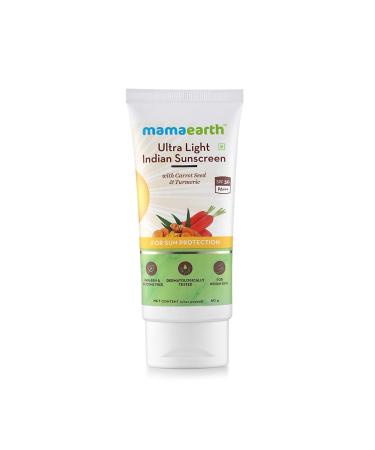 Mamaearth's Ultra Light Natural Sunscreen Lotion SPF 50 PA+++ With Turmeric & Carrot Seed, 80ml
