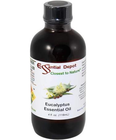 Essential Depot Eucalyptus Essential Oil - GC/MS Tested - Supplied in 4 oz. Amber Glass Bottle with Black Phenolic Cone Lined and Safety Sealed Cap - Buy Online on GoSupps.com