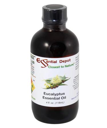 Essential Depot Eucalyptus Essential Oil - GC/MS Tested - Supplied in 4 oz. Amber Glass Bottle with Black Phenolic Cone Lined and Safety Sealed Cap