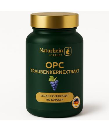 LEONARDINO NatuRhein LORELEY Germany OPC Grape Seed Extract - High Dosed from Premium Wine Grapes - 180 Vegan Capsules - Natural & Pure OPC - Lab Tested in
