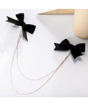 Buy Biitfuu 4Pcs Black Hair Bows with Pearl Chains - Stylish Hair Accessories for Girls & Women - International Shipping Available - Buy Online on GoSupps.com