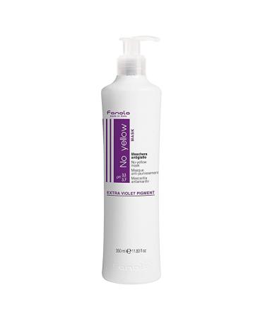 Fanola No Yellow Mask 11.8 oz - Anti Brass Color Depositing Purple Mask - Hair Toner for Blonde  Silver  Gray  and Highlighted Hair - Toning Mask to Remove Yellow Tones & Brassiness from Bleached Hair mask 11.83 Fl Oz (P...
