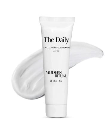 MODERN RITUAL 3-in-1 SPF 30 Face Moisturizer 1 fl oz - Healing Aftershave - Face Sunscreen - Ultra-Hydrating Face Lotion for Summer - Anti-Aging Facial Moisturizer - Made in USA 1 Fl Oz (Pack of 1)