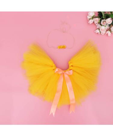 Amosfun Christmas Baby Girl Tutu Skirt and Headband Set - Newborn Photography Outfit for Xmas Party (0-12 Months) - Yellow - Buy Online on GoSupps.com