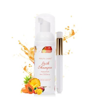 Eyelash shampoo eyelash shampoo for eyelash extensions lash foam cleanser 60ml eyelash foam eyelash care (tropical fruit) tropical fruit